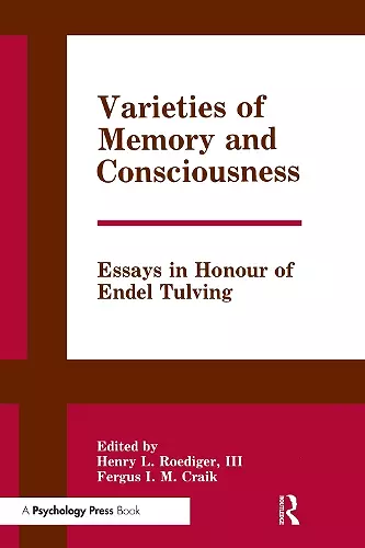 Varieties of Memory and Consciousness cover