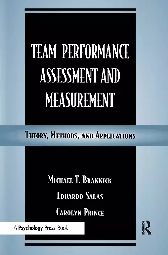 Team Performance Assessment and Measurement cover