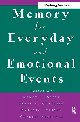 Memory for Everyday and Emotional Events cover