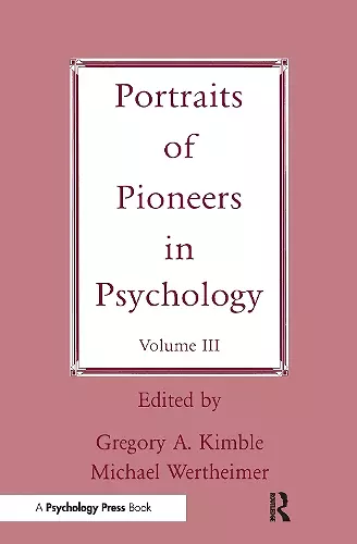 Portraits of Pioneers in Psychology cover