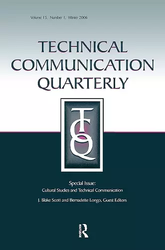 Cultural Studies And Technical Communication Tcq V15#1 cover