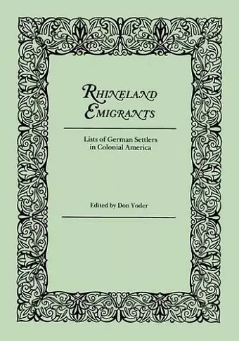 Rhineland Emigrants cover