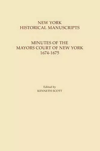 New York Historical Manuscripts cover