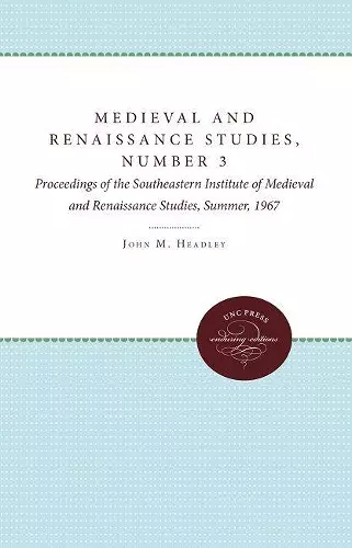 Medieval and Renaissance Studies, Number 3 cover