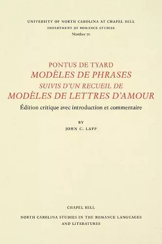 Pontus De Tyard Modeles De Phrases Suivis D'Un Recueil De Modeles De Lettres D'Amour cover