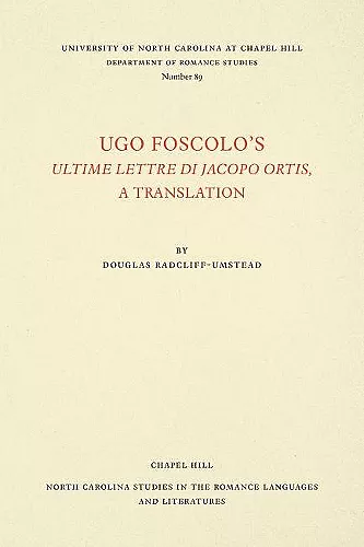 Ugo Foscolo's Ultime Lettere di Jacopo Ortis cover