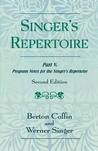 The Singer's Repertoire, Part V cover