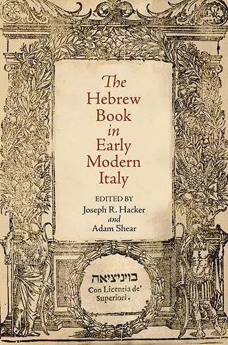 The Hebrew Book in Early Modern Italy cover