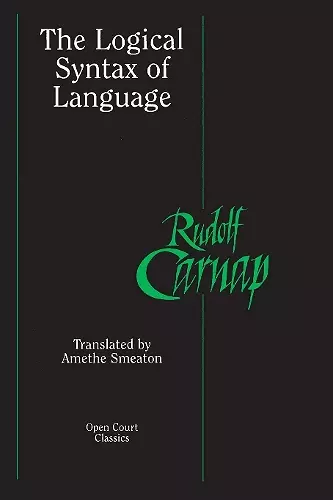 The Logical Syntax of Language cover