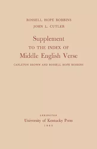 Supplement to the Index of Middle English Verse cover