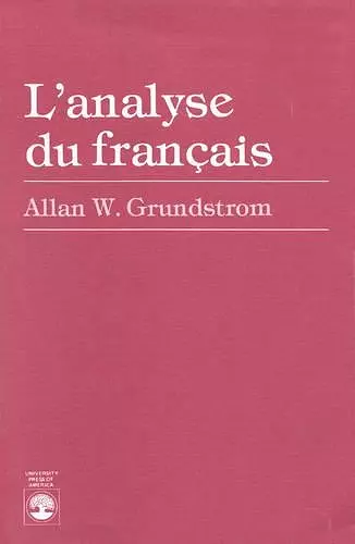 L'analyse du franaais cover