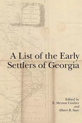 A List of the Early Settlers of Georgia cover