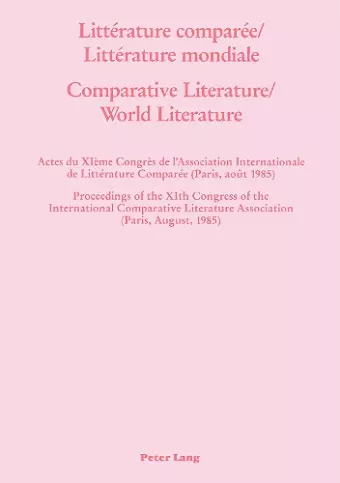 Littérature Comparée/Littérature Mondiale- Comparative Literature/World Literature cover