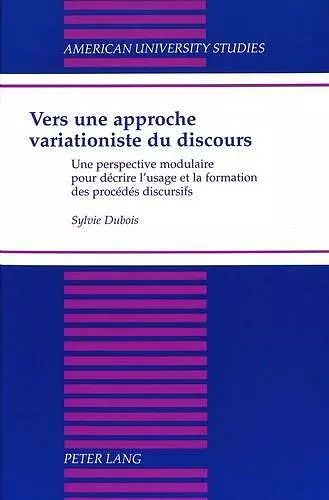 Vers Une Approche Variationiste du Discours cover