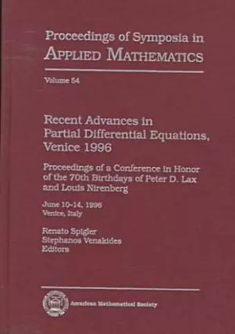 Recent Advances in Partial Differential Equations, Venice, 1996 cover