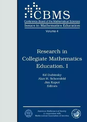 Research in Collegiate Mathematics Education I cover