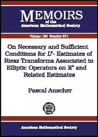 On Necessary and Sufficient Conditions for Lp-estimates of Riesz Transforms Associated to Elliptic Operators on Rn and Related Estimates cover