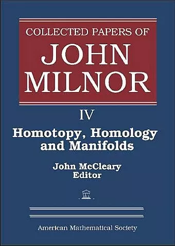 Collected Papers of John Milnor, Volume IV cover