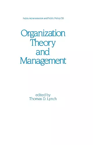 Organization Theory and Management cover