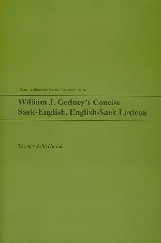 William J. Gedney's Concise Saek-English, English-Saek Lexicon cover