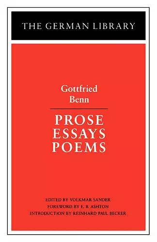 Prose Essays Poems: Gottfried Benn cover