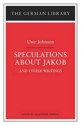 Speculations about Jakob: Uwe Johnson cover