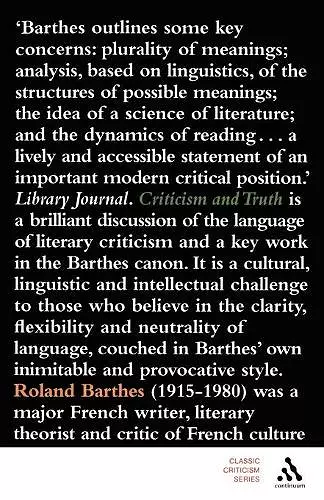 Criticism and Truth cover