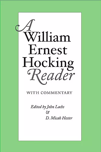 A William Ernest Hocking Reader cover