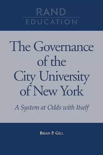 The Governance of the City University of New York cover