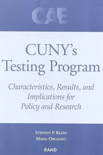 CUNY's Testing Program cover