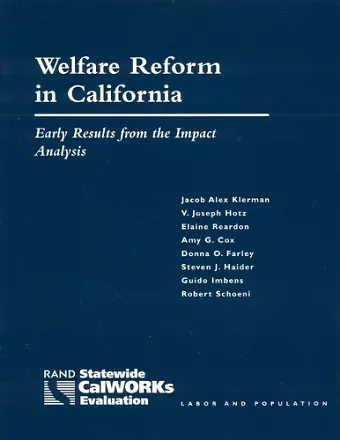 Welfare Reform in California cover