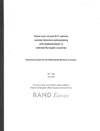 Quick Scan of Post 9/11 National Counter Terrorism Policy Making and Implementation Selected European Countries Since 9/11 cover