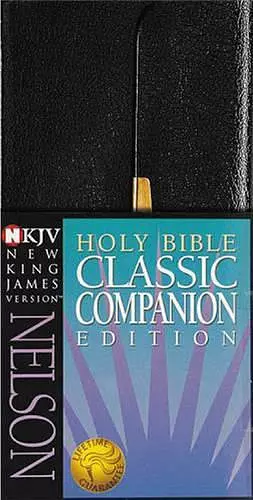 NKJV, Checkbook Bible, Compact, Bonded Leather, Black, Wallet Style, Red Letter cover