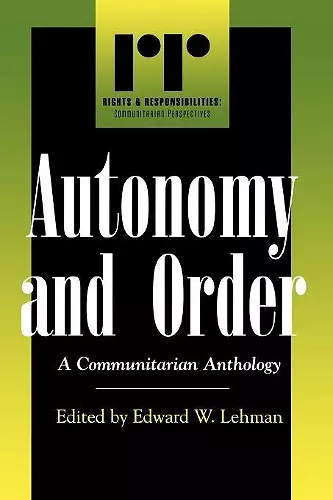 Autonomy and Order cover