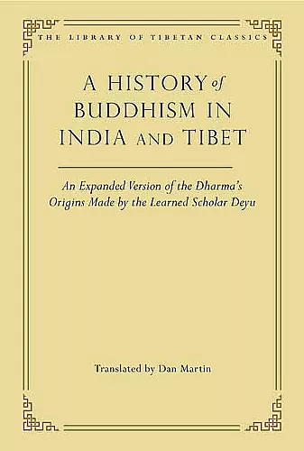 A History of Buddhism in India and Tibet cover
