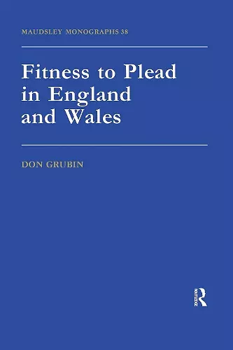 Fitness To Plead In England And Wales cover