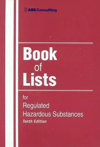 Book of Lists for Regulated Hazardous Substances cover