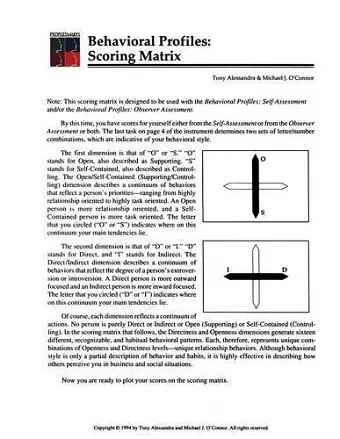 People Smarts - Behavioral Profiles, Scoring Matrix Pamphlet cover