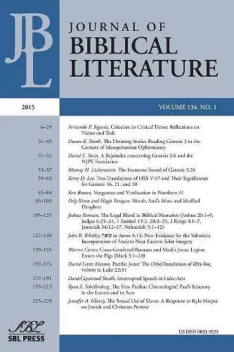 Journal of Biblical Literature 134.1 (2015) cover