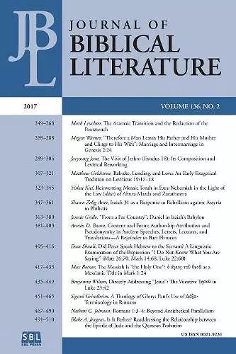 Journal of Biblical Literature 136.2 (2017) cover