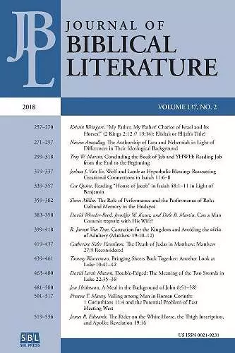 Journal of Biblical Literature 137.2 (2018) cover