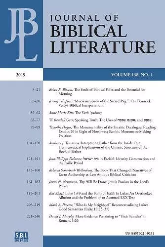 Journal of Biblical Literature 138.1 (2019) cover