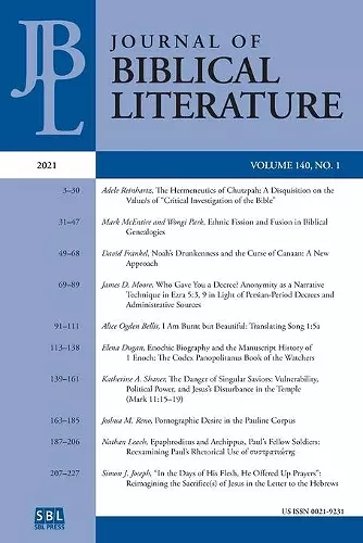 Journal of Biblical Literature 140.1 (2021) cover