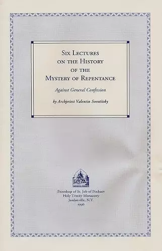 Six Lectures on the History of the Mystery of Repentance cover