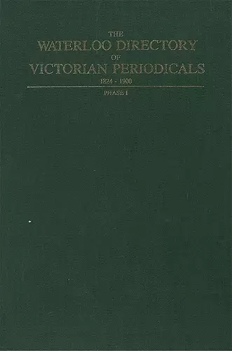 The Waterloo Directory of Victorian Periodicals cover