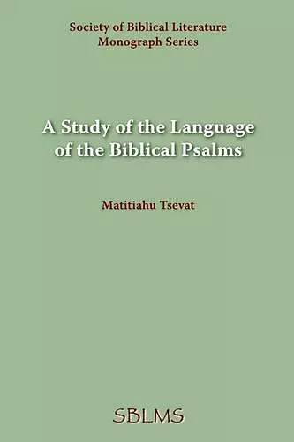 A Study of the Language of the Biblical Psalms cover