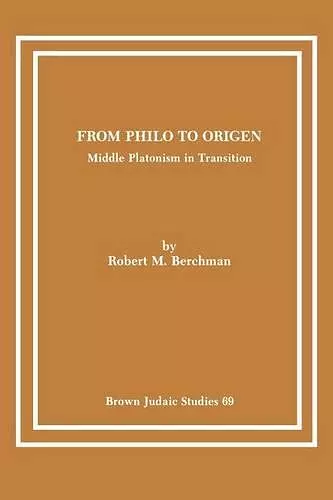 From Philo to Origen cover