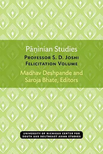 Paninian Studies cover