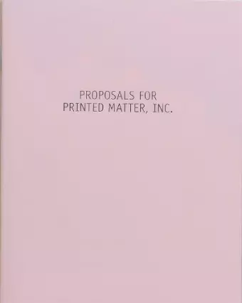 Proposals for Printed Matter cover