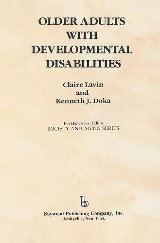 Older Adults with Developmental Disabilities cover